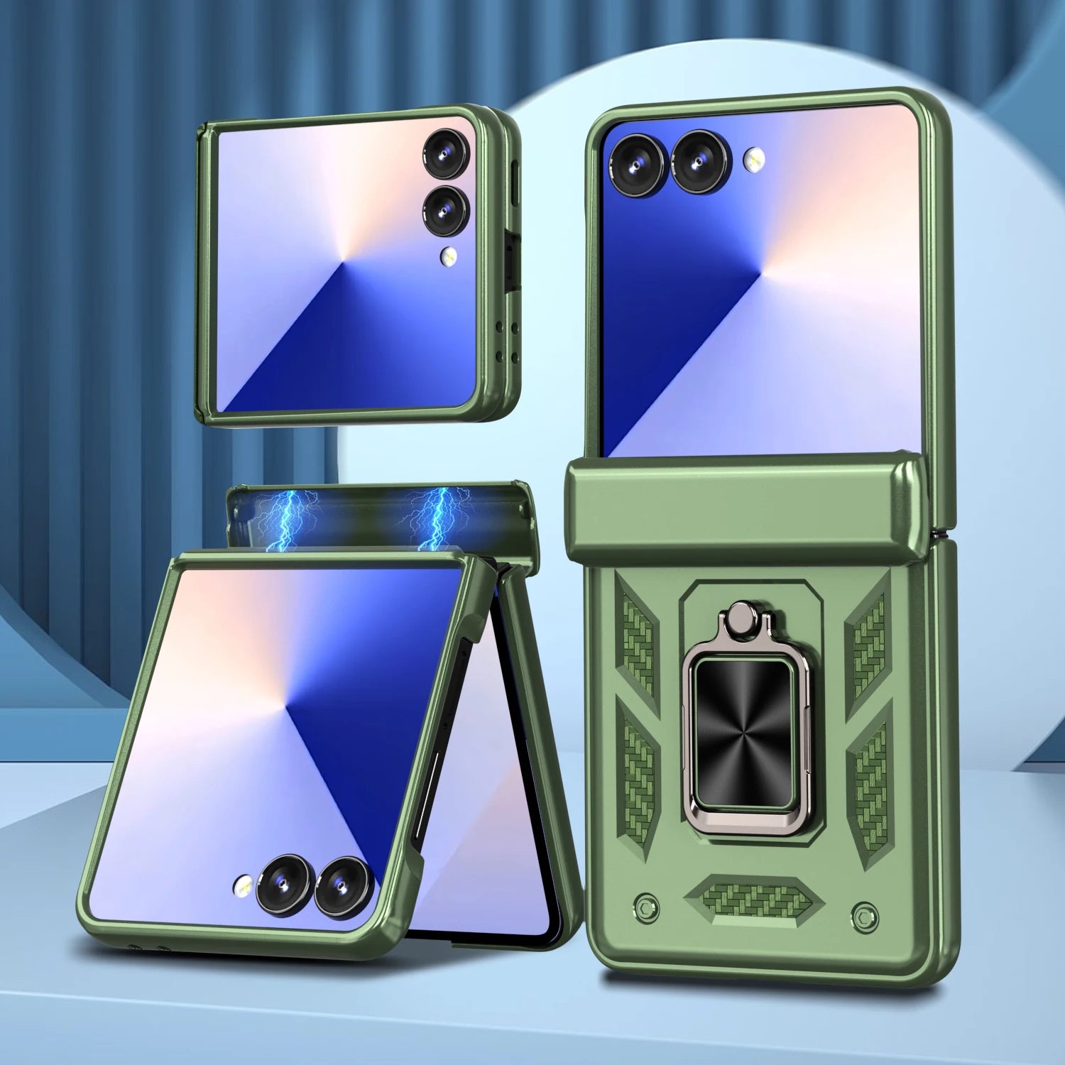 Slim Protective Hard PC Case with Ring Stand for Samsung Galaxy Z Flip 8