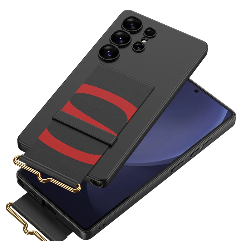 Shockproof Slim Case with Built-in Wristband for Samsung Galaxy S25 Ultra