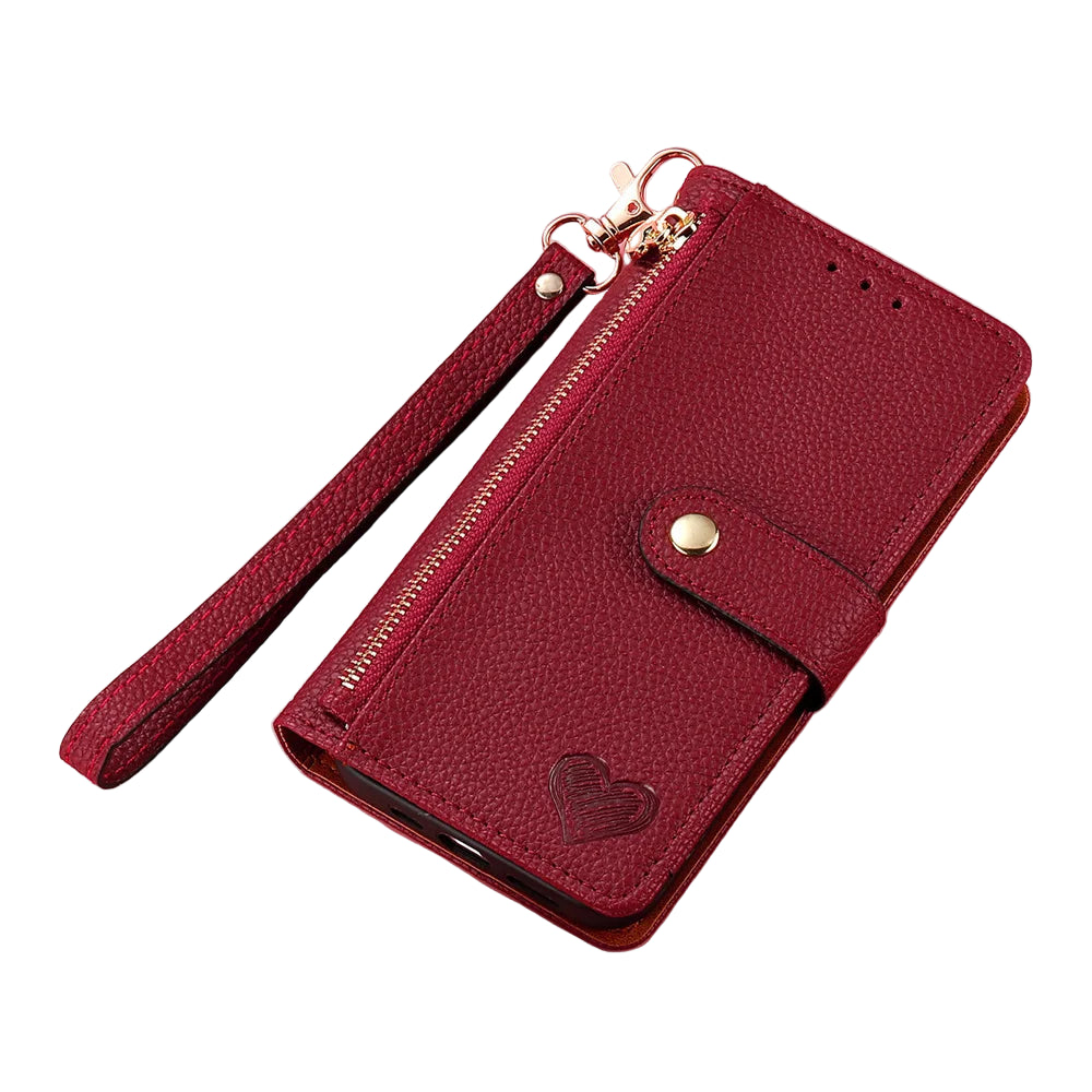 RFID Blocking Leather Zipper Wallet Phone Case with Wrist Strap for iPhone 17 Series