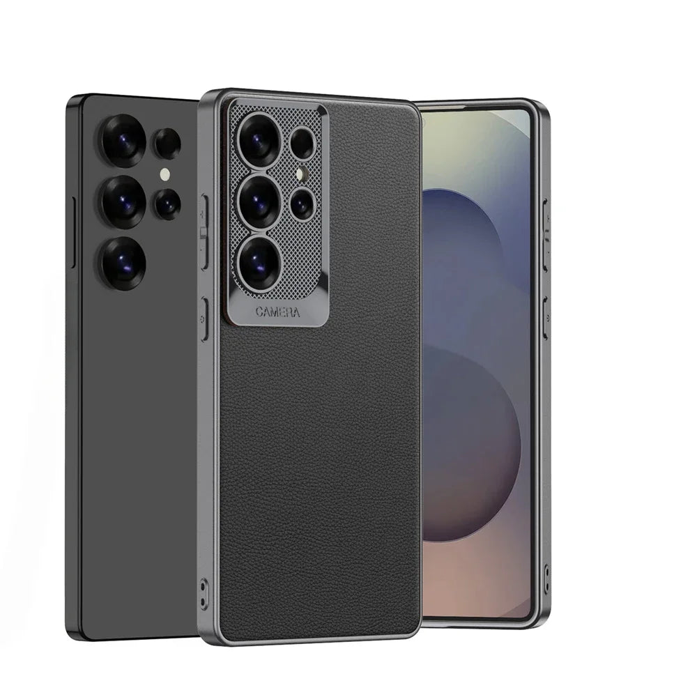 Shockproof Electroplate Leather Phone Case for Samsung Galaxy S25 Ultra