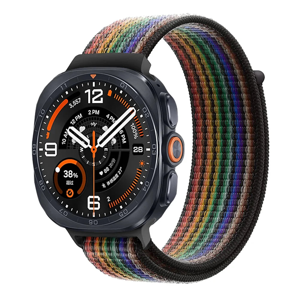 Breathable Nylon Weave Watchband with Hook-and-Loop Closure for Samsung Galaxy Watch Ultra 2