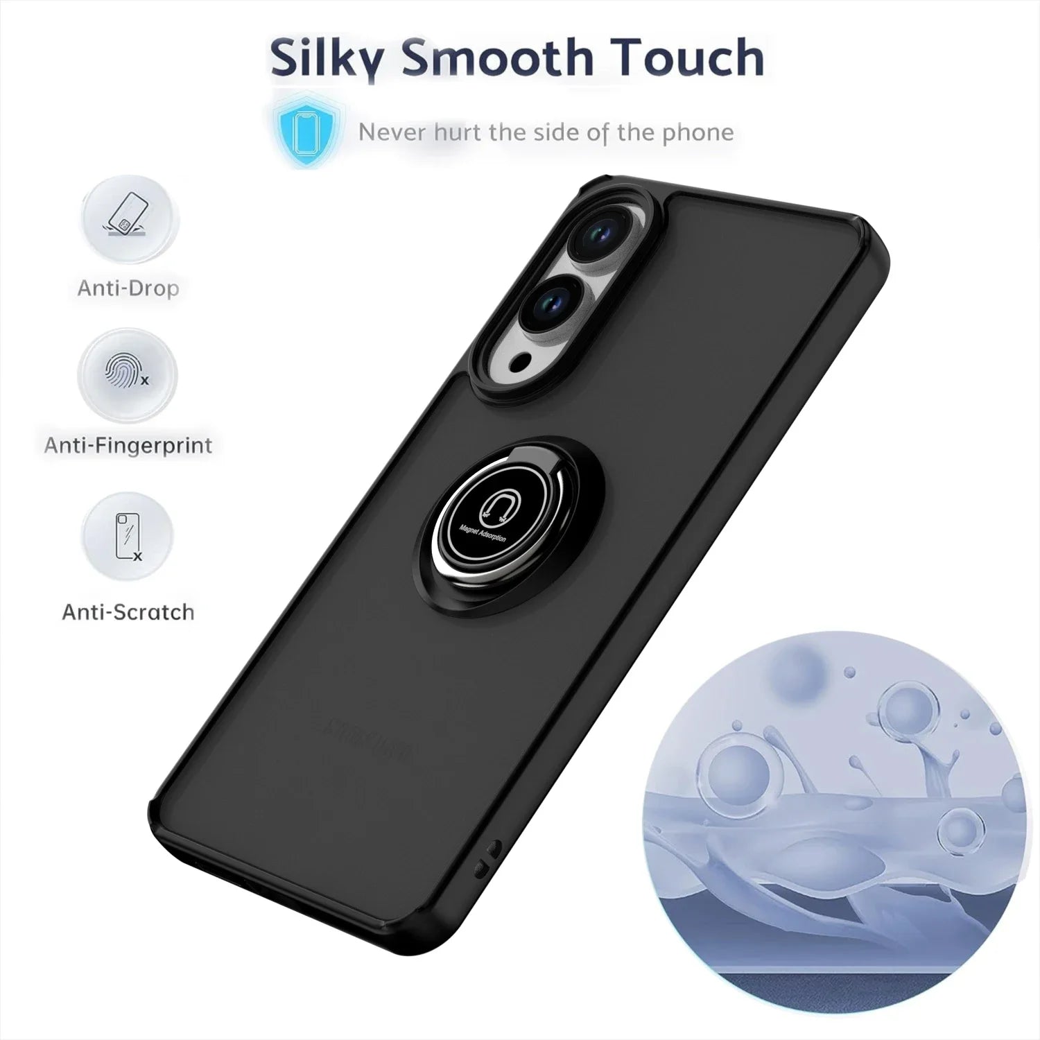 Shockproof Armor Matte Magnetic Case with Ring Stand for Samsung Galaxy S25 Edge