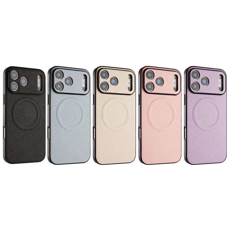 Litchi-Textured MagSafe Case with Raised Camera Protection for iPhone 17 Series