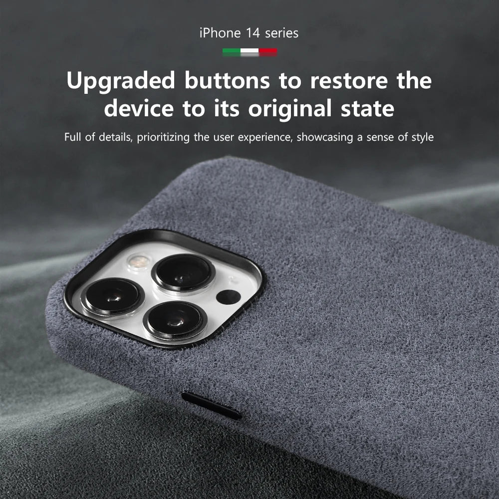 Genuine Cow Suede Leather MagSafe Case for iPhone 14 Series