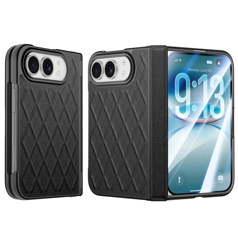 Quilted Hinge Protection Case with Magnetic Ring Stand for iPhone Duo