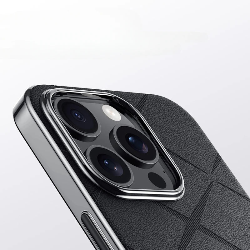 Fashion Stars Plaid Texture PU Leather Case for iPhone 15 Series