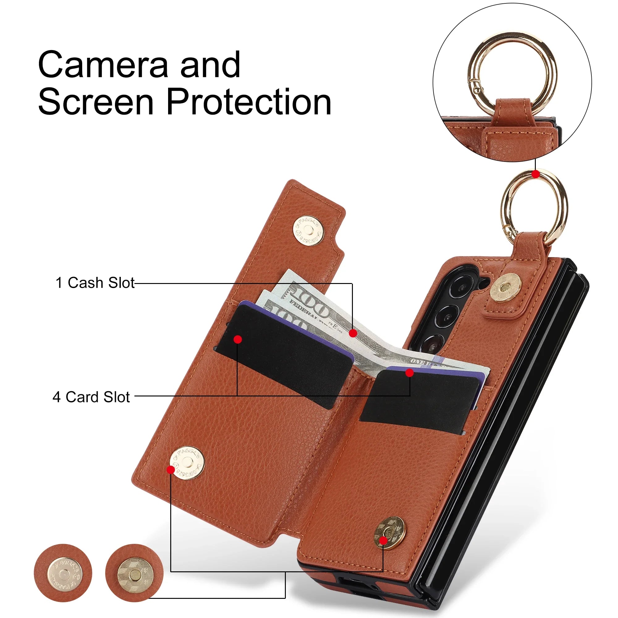 Samsung Galaxy Z Fold 6 PU Leather Wallet Case with S Pen Holder and Card Storage