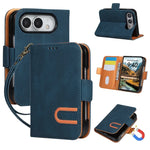 Leather Flip Wallet Case with U-Shaped Magnetic Buckle for iPhone Duo
