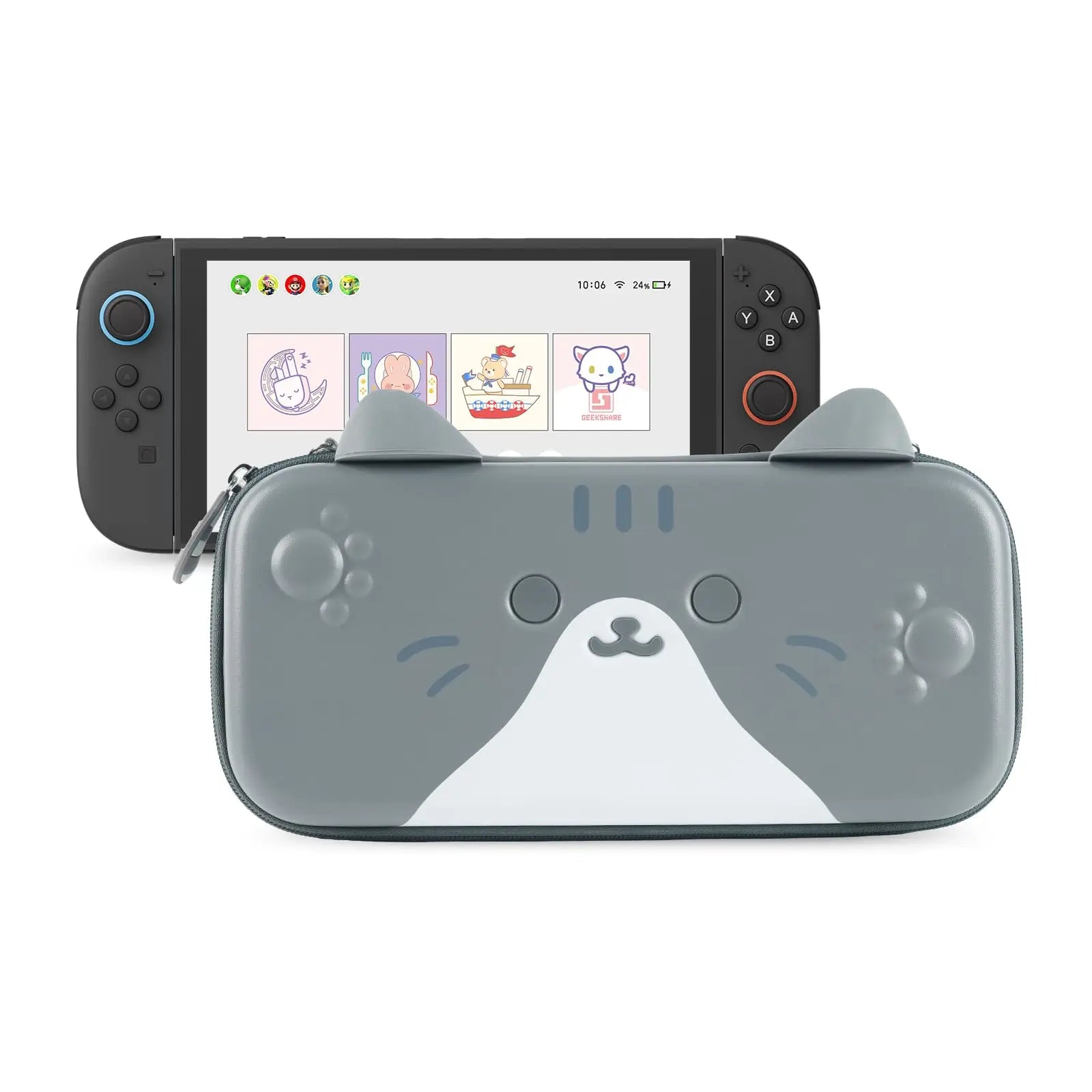 Slim Hard-Shell Cat Ear Carrying Case for Nintendo Switch 2 (2025)
