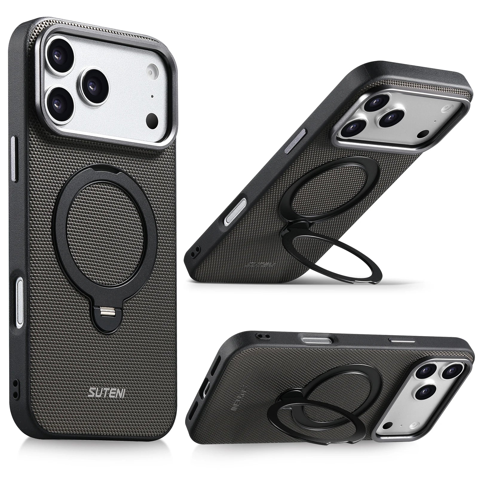 Premium Cooling MagSafe Case with 360° Rotating Metal Ring Holder for iPhone 17 Series