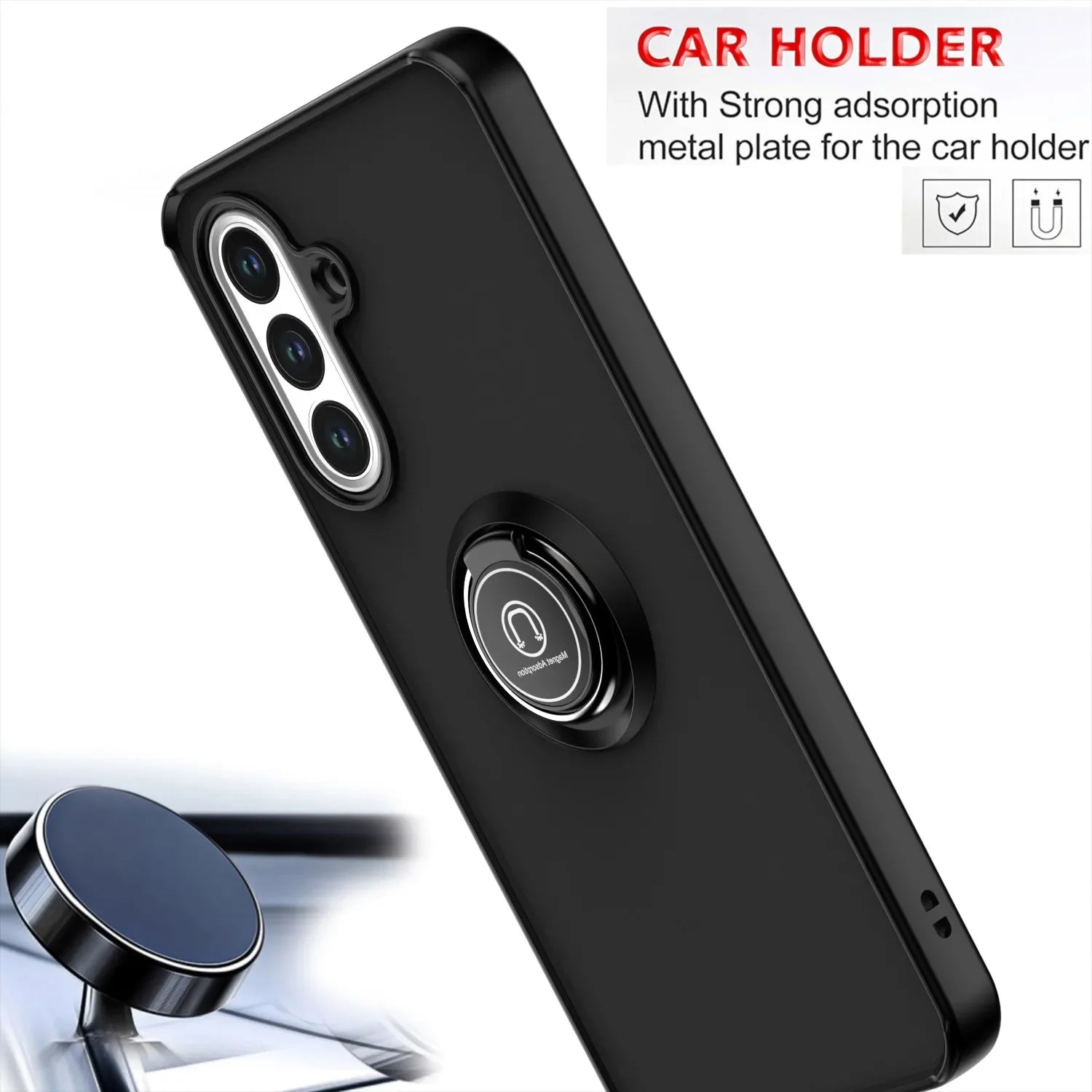 Shockproof Armor Matte Magnetic Case with Ring Stand for Samsung Galaxy A36