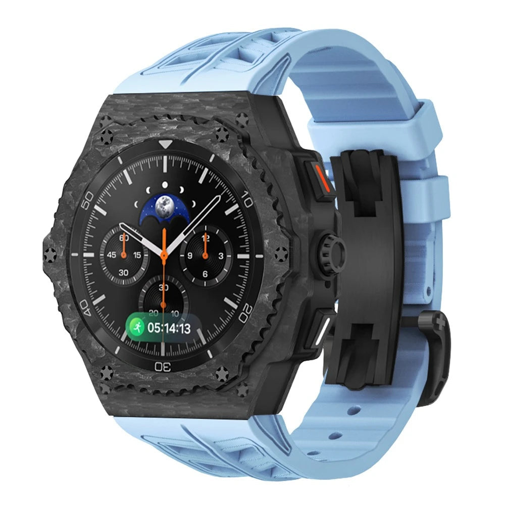Carbon Case Mod Kit With Fluororubber Strap for Samsung Galaxy Watch & Galaxy Watch 8 Classic
