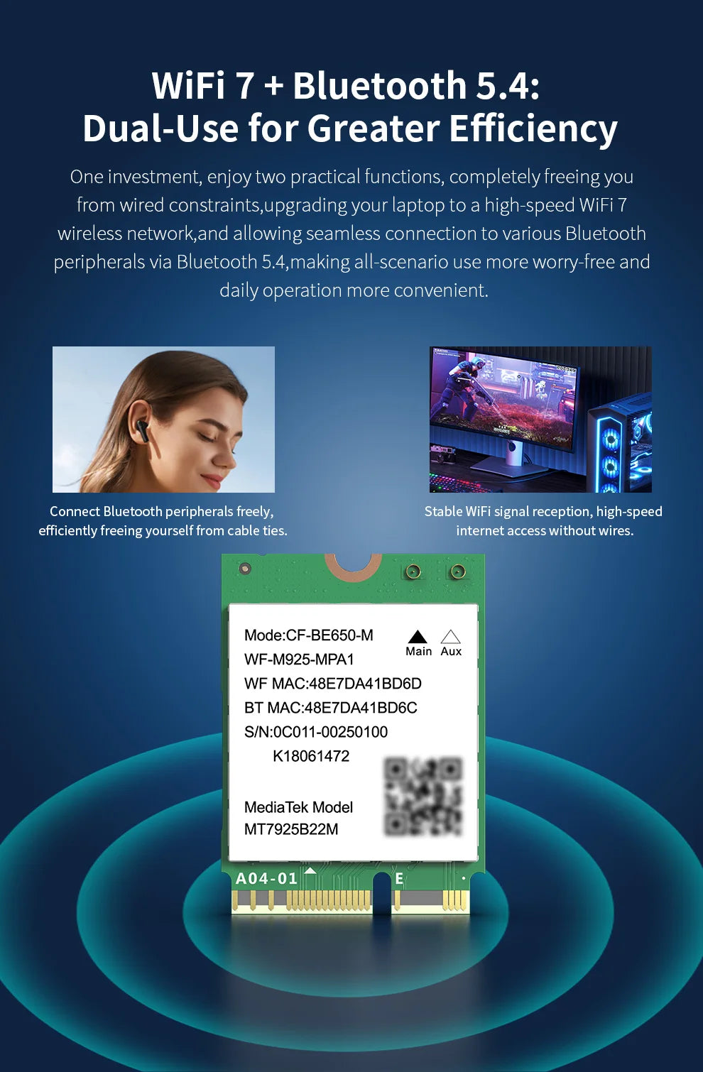 COMFAST CF-BE6500-M WiFi 7 M.2 Laptop Card