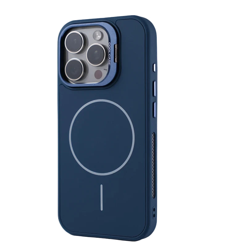 Matte Silicone MagSafe Case with Alloy Lens Kickstand for iPhone 16 Series