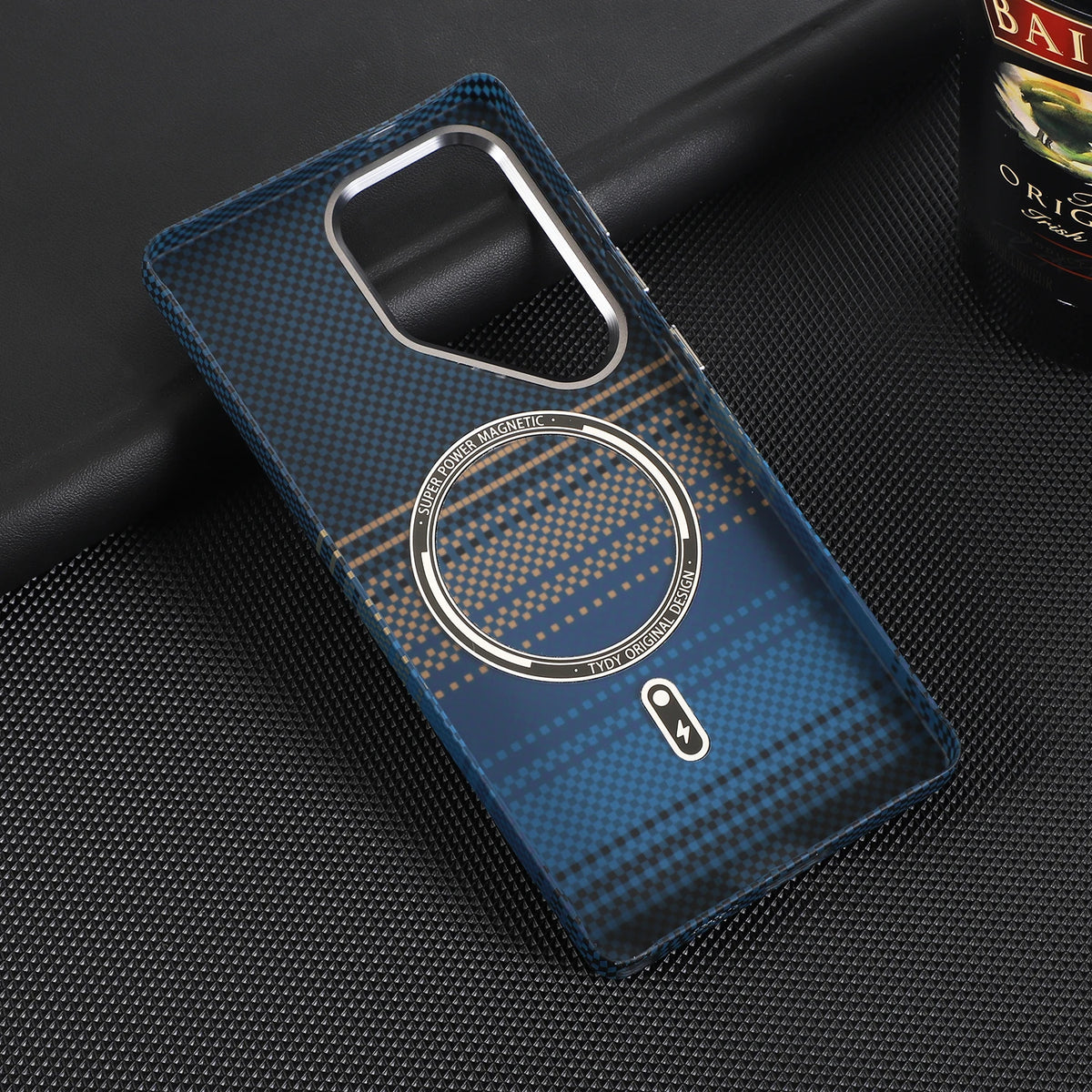 Carbon Fiber Textured Magnetic Case with Raised Camera Protection for Samsung Galaxy S23 Series