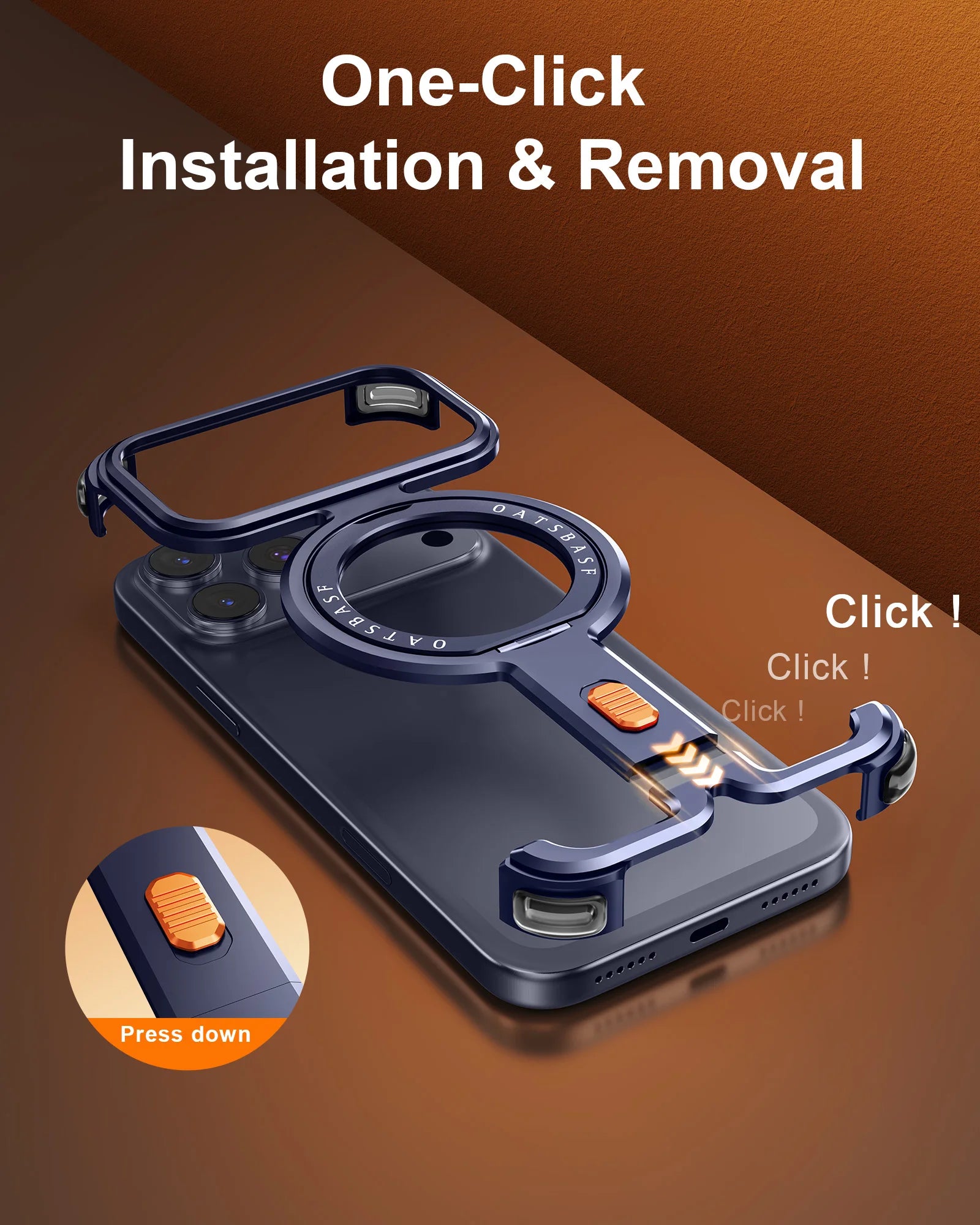 Frameless Aluminum Case with 360° Rotatable MagSafe Stand for iPhone 17 Pro & iPhone 17 Pro Max