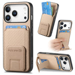 Carbon Fiber Pattern Magnetic Leather Wallet Case with Invisible Kickstand for iPhone 17 Series