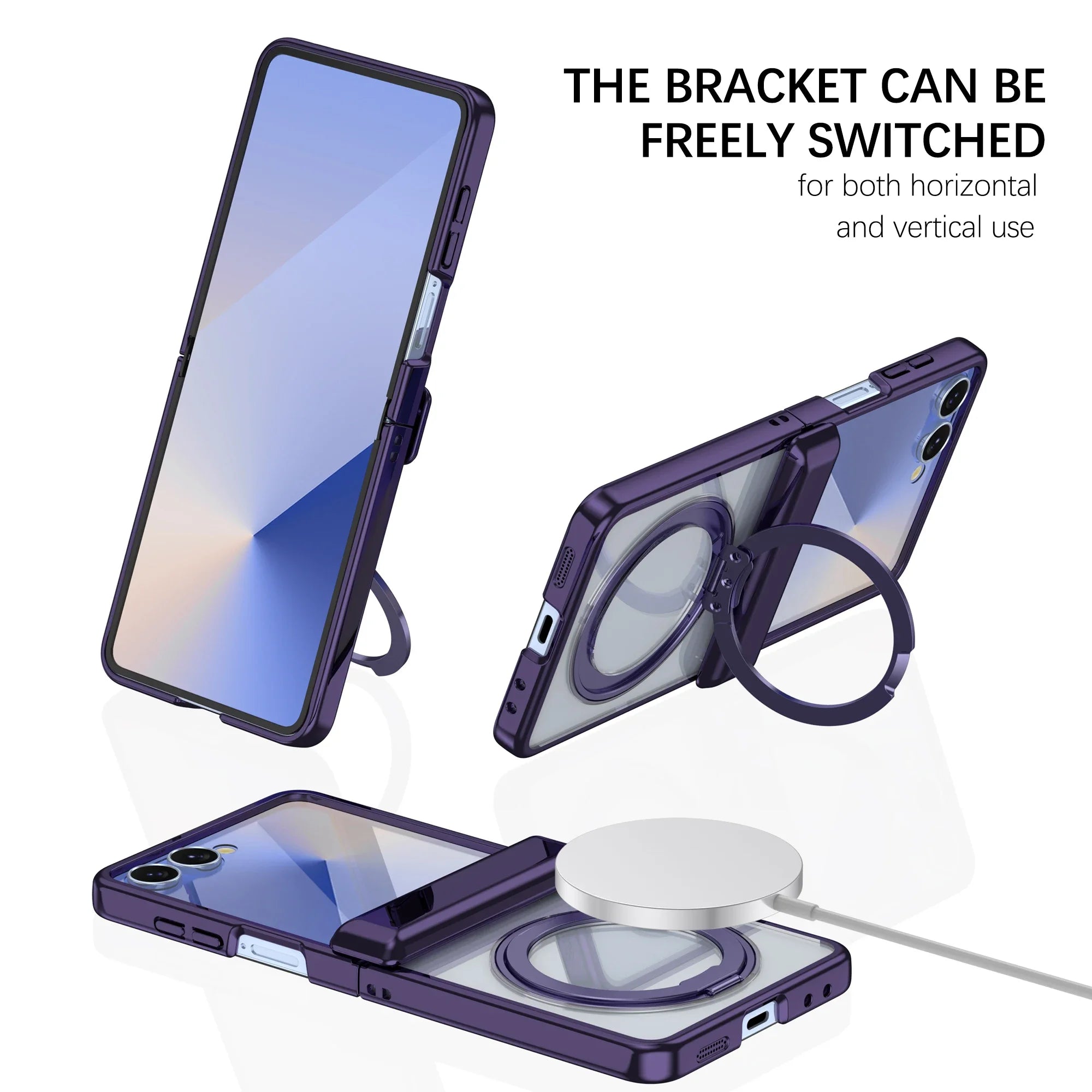 Samsung Galaxy Z Flip 7 Electroplated Magnetic Case with 360° Rotating Bracket