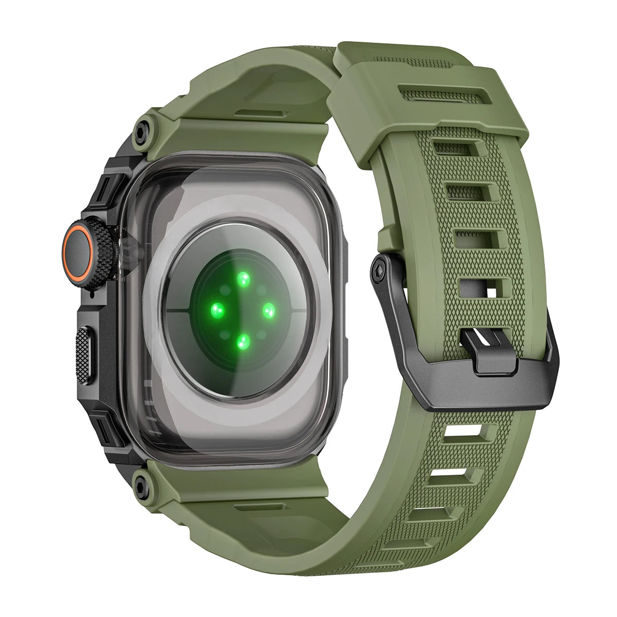 Integrated Silicone Case Band with Metal Bumper for Apple Watch