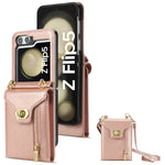 Zipper Wallet Crossbody Leather Case for Samsung Galaxy Z Flip 5