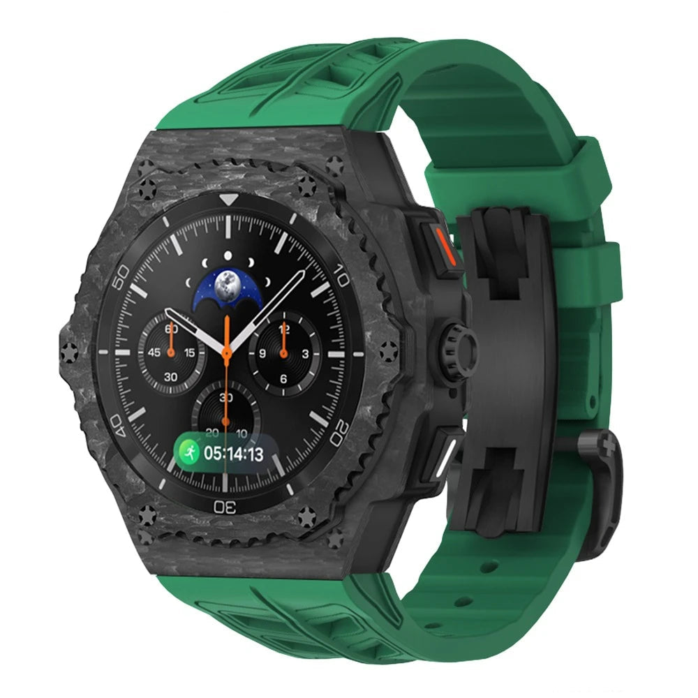 Carbon Case Mod Kit With Fluororubber Strap for Samsung Galaxy Watch & Galaxy Watch 8 Classic