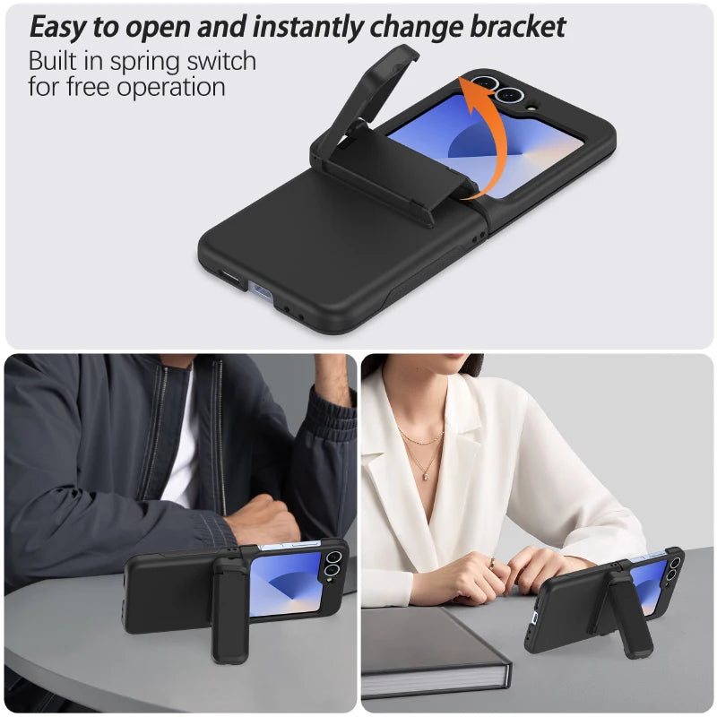 Shockproof Hard Shell Case with Magnetic Hinge Protection & Card Slot for Samsung Galaxy Z Flip 6