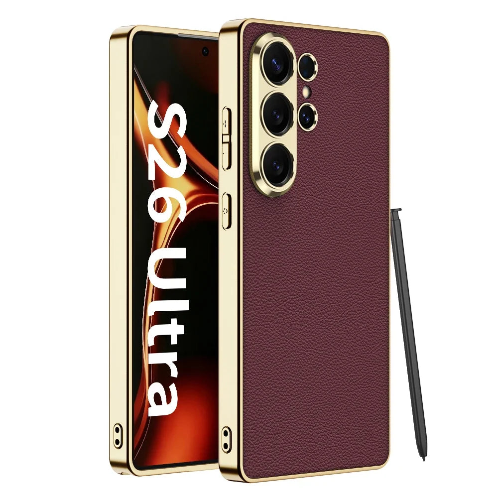Luxury Electroplated Leather Case for Samsung Galaxy S26 Ultra