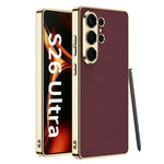 Luxury Electroplated Leather Case for Samsung Galaxy S26 Ultra