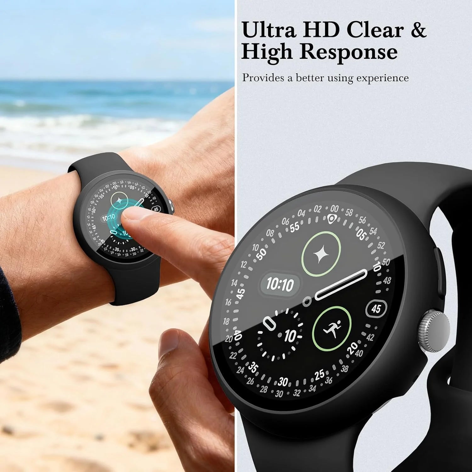 Google Pixel Watch 4 Case with Tempered Glass Screen Protector