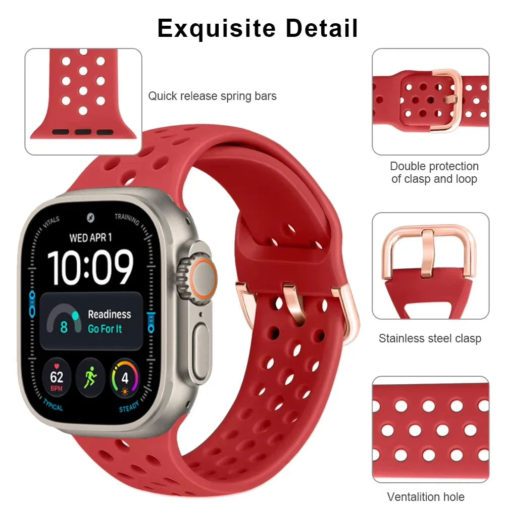 Perforated Silicone Band with Ventilation Holes for Apple Watch