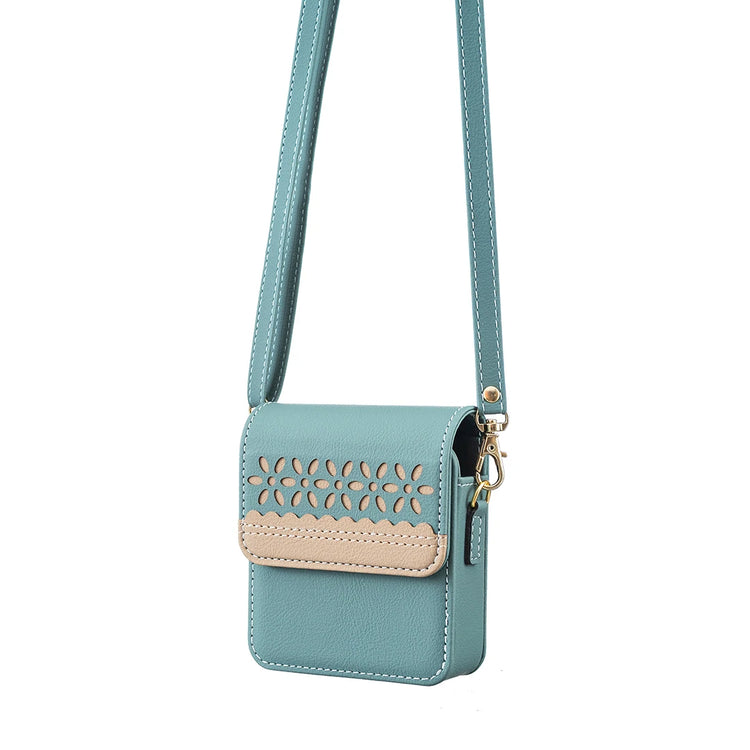Luxury Embossed Small Flower Leather Bag Case with Long Lanyard for Samsung Galaxy Z Flip 6