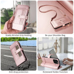 Samsung Galaxy S25 Series Leather Phone Case with Crossbody Strap and Zipper Wallet