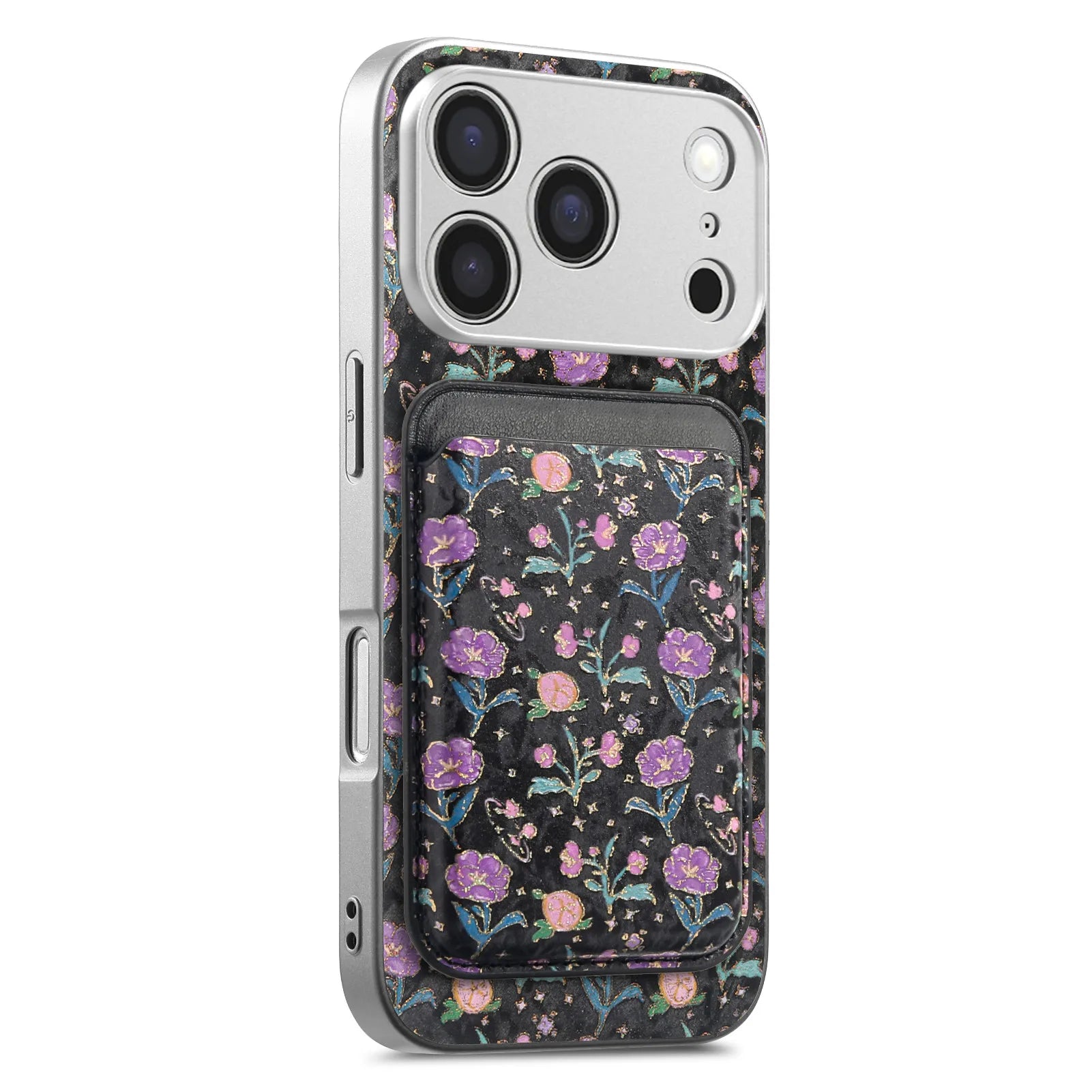 Embossed Leather MagSafe Case with Detachable Card Holder for iPhone 17 Series