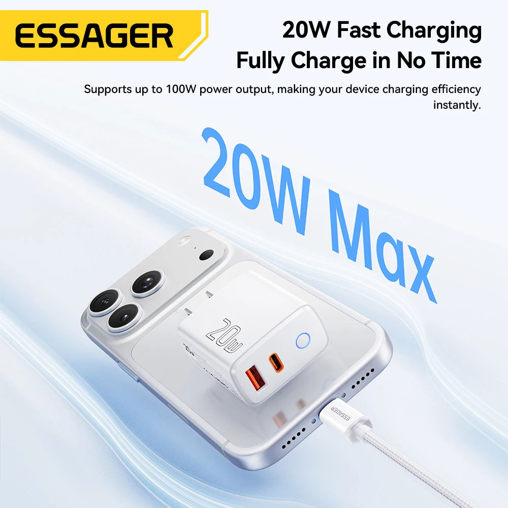 Essager 20W PD Fast Charging Dual Port Charger