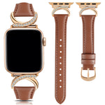 Moon Shaped Rhinestone Leather Strap for Apple Watch