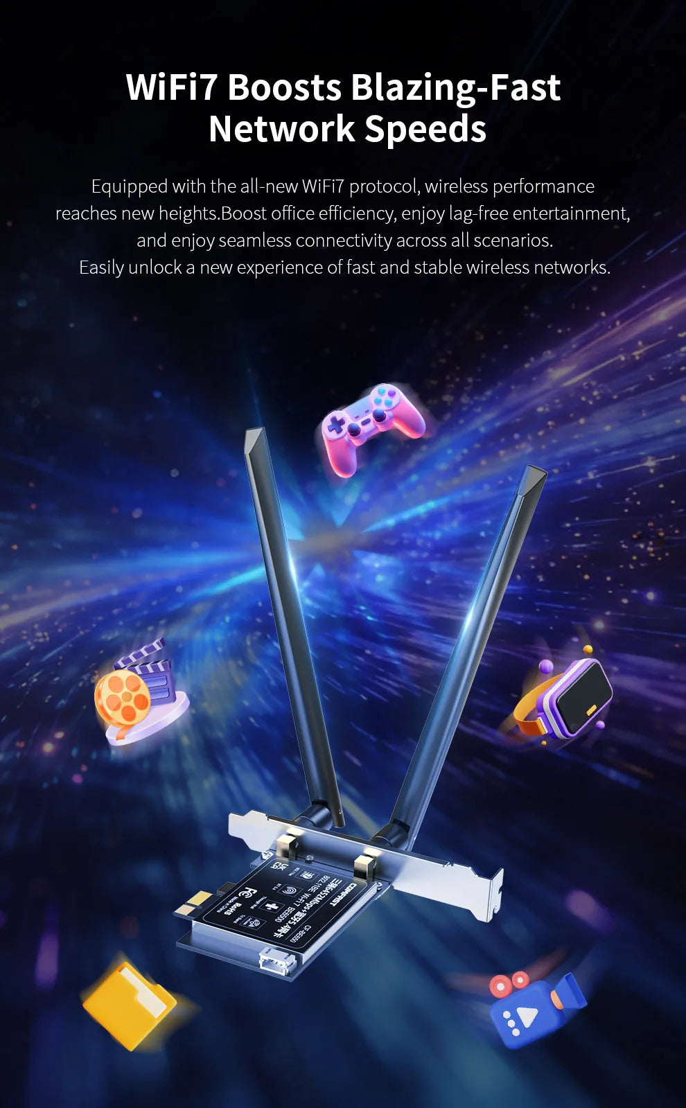 COMFAST CF-BE6500 WiFi 7 PCIe Network Card