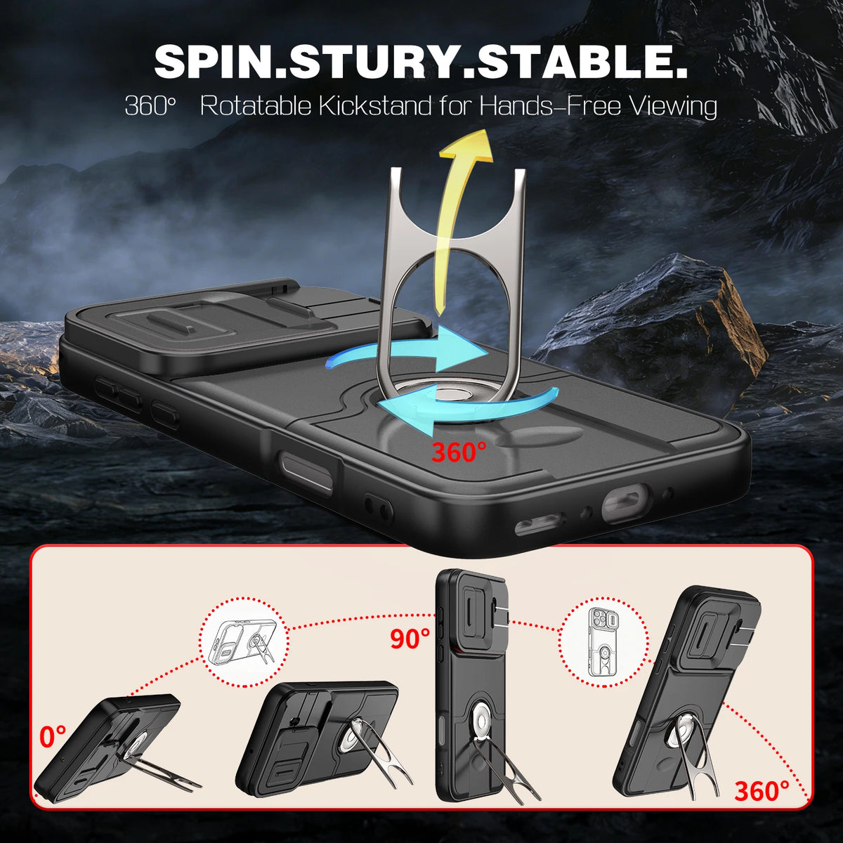 Shockproof Dual-Layer Case with Slide Lens Cover for OPPO Find X9 Series