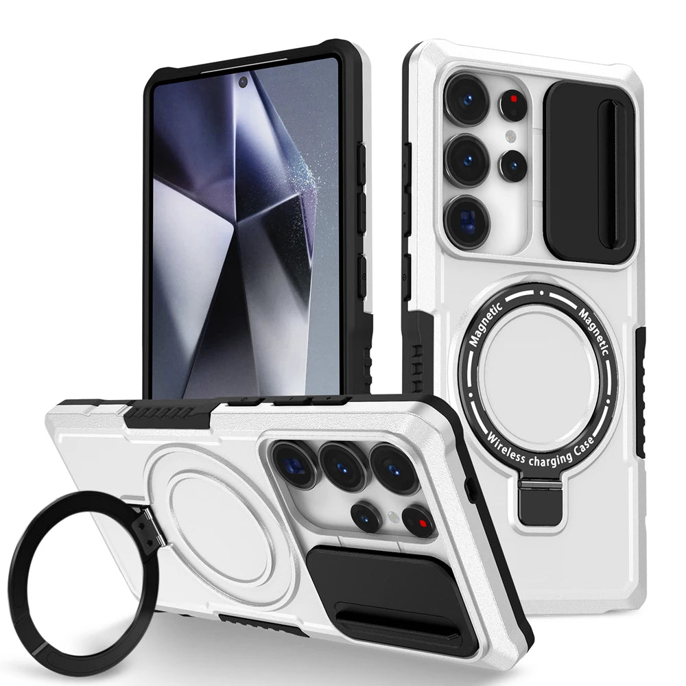 Shockproof Magnetic Case Ring with Camera Protection Cover for Samsung Galaxy S25 Ultra