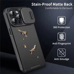 Shockproof Matte Bumper Case with Sliding Camera Lens Cover for iPhone 17 Series