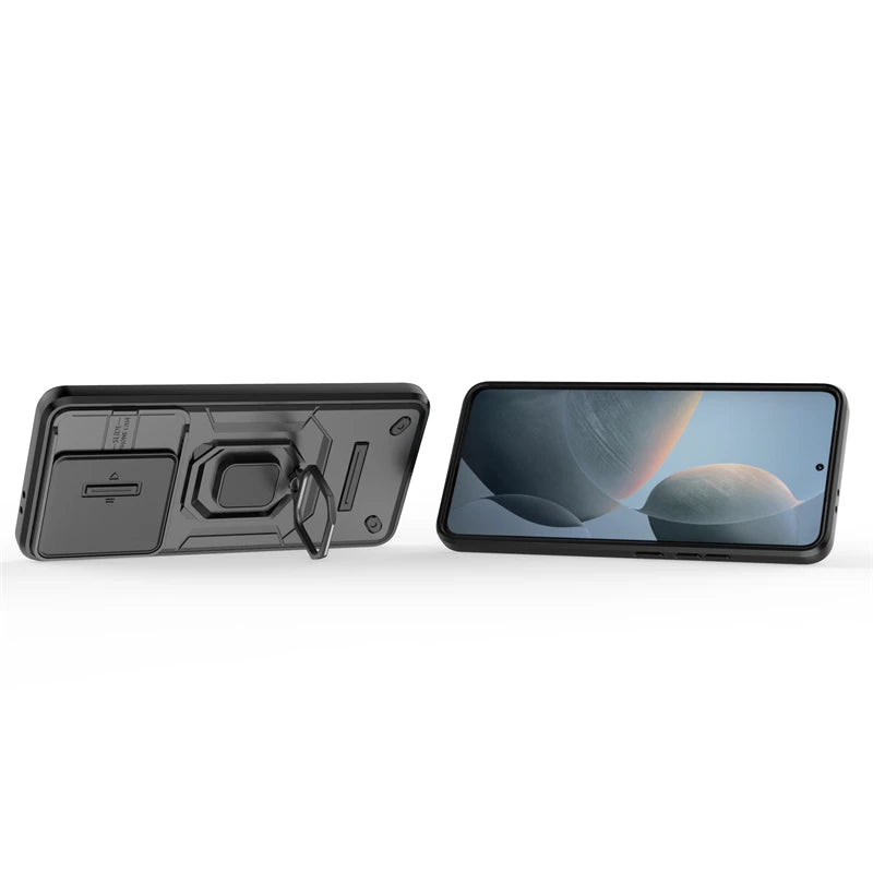 Shockproof Magnetic Protector Case with Lens Sliding Window for Xiaomi Poco F6 Pro