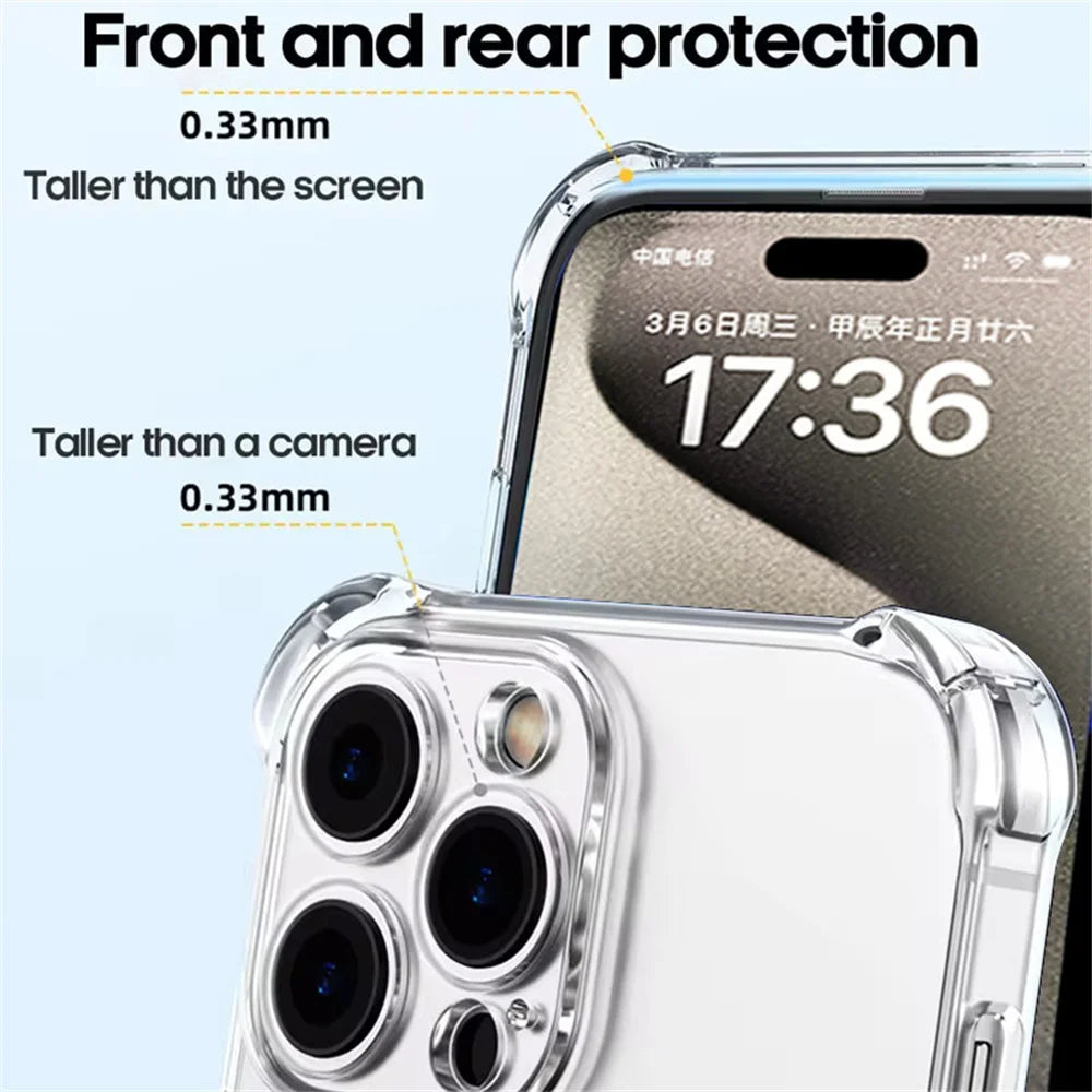 Crystal Clear Shockproof Silicone Case for iPhone 16 Series