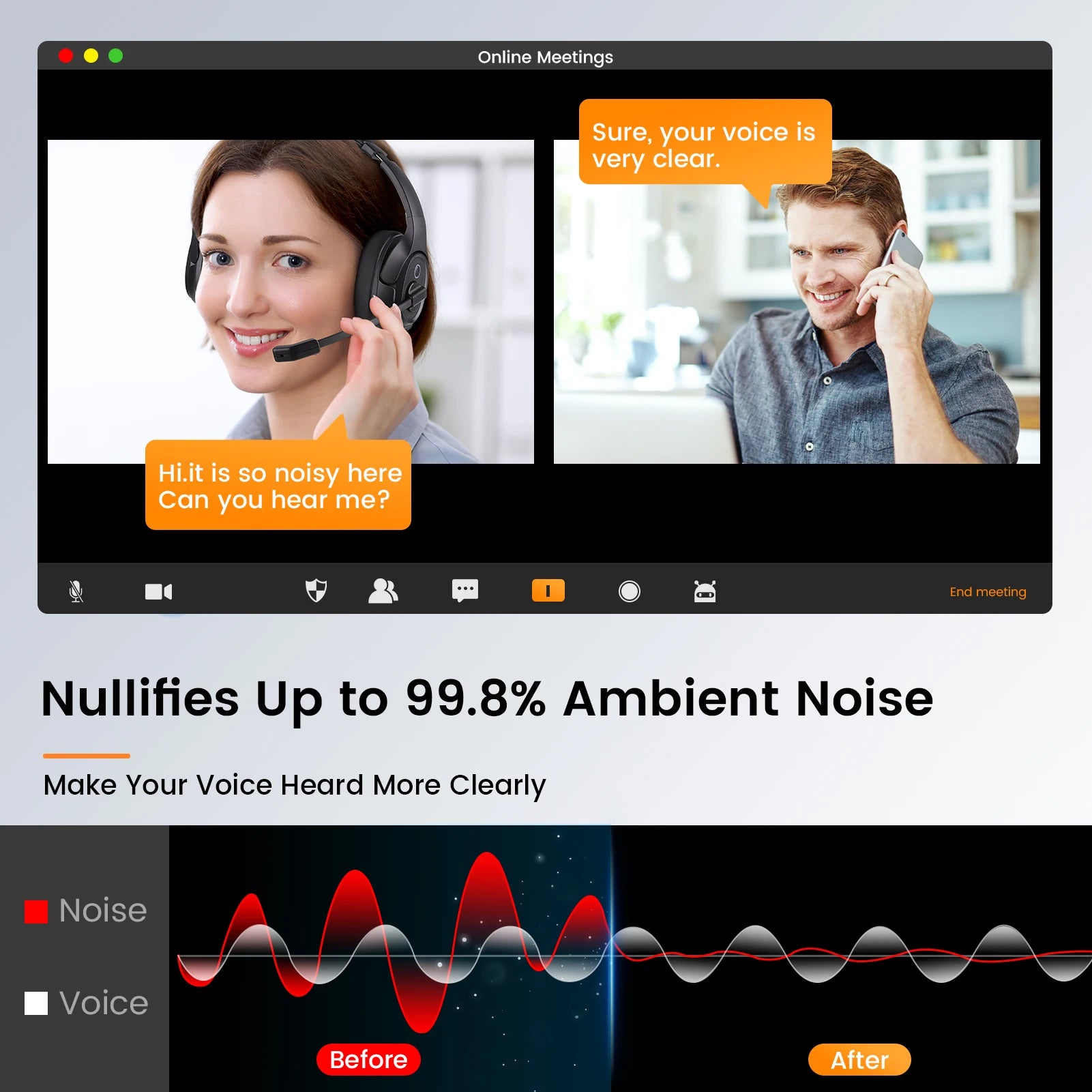 EKSA-H2 USB Wired Computer Headset with ENC Mic