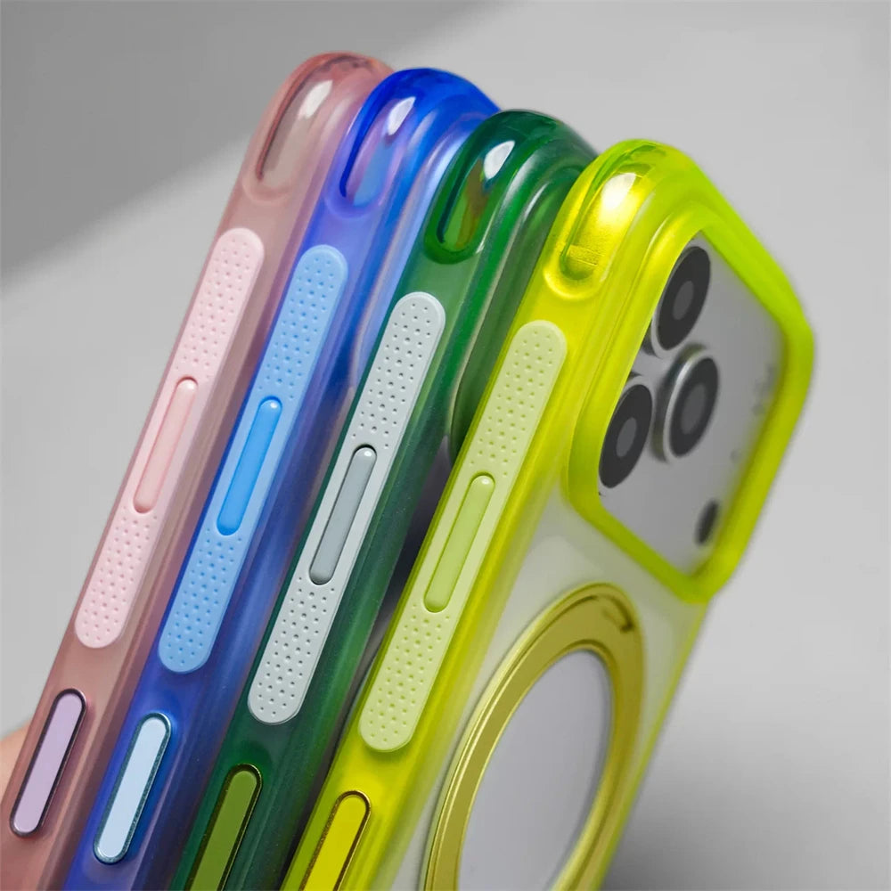 Matte Translucent Bumper Case with 360° Rotating Ring Stand for iPhone 17 Series
