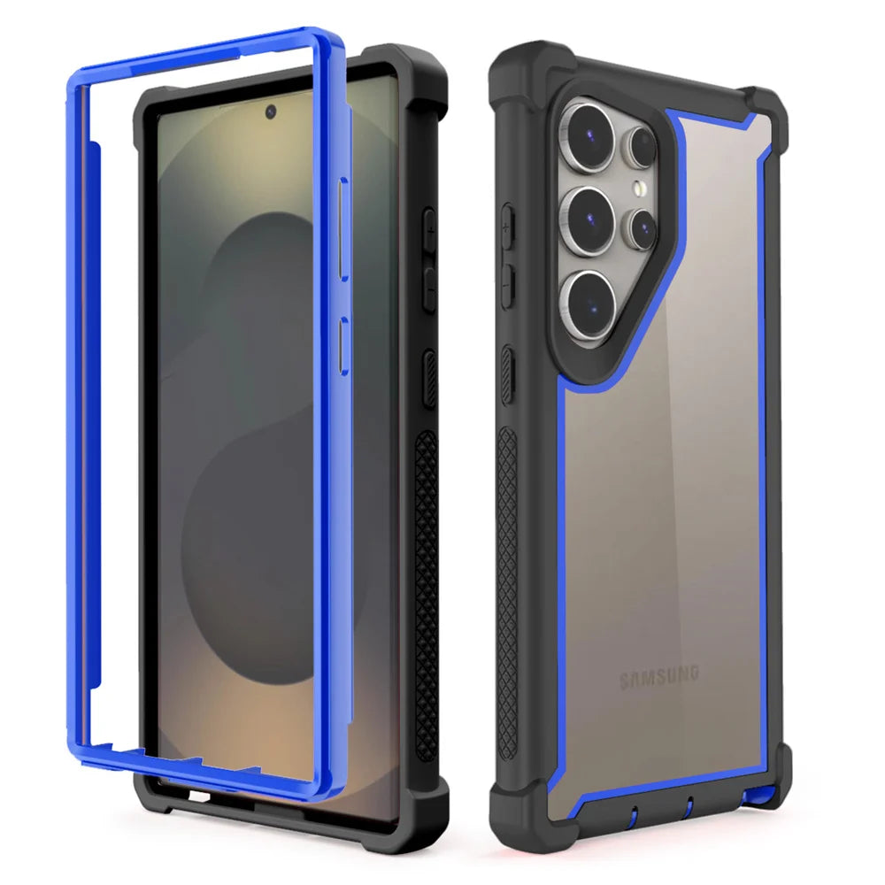 Heavy-Duty Shockproof Armor Frame with Clear Back Case for Samsung Galaxy S25 Series