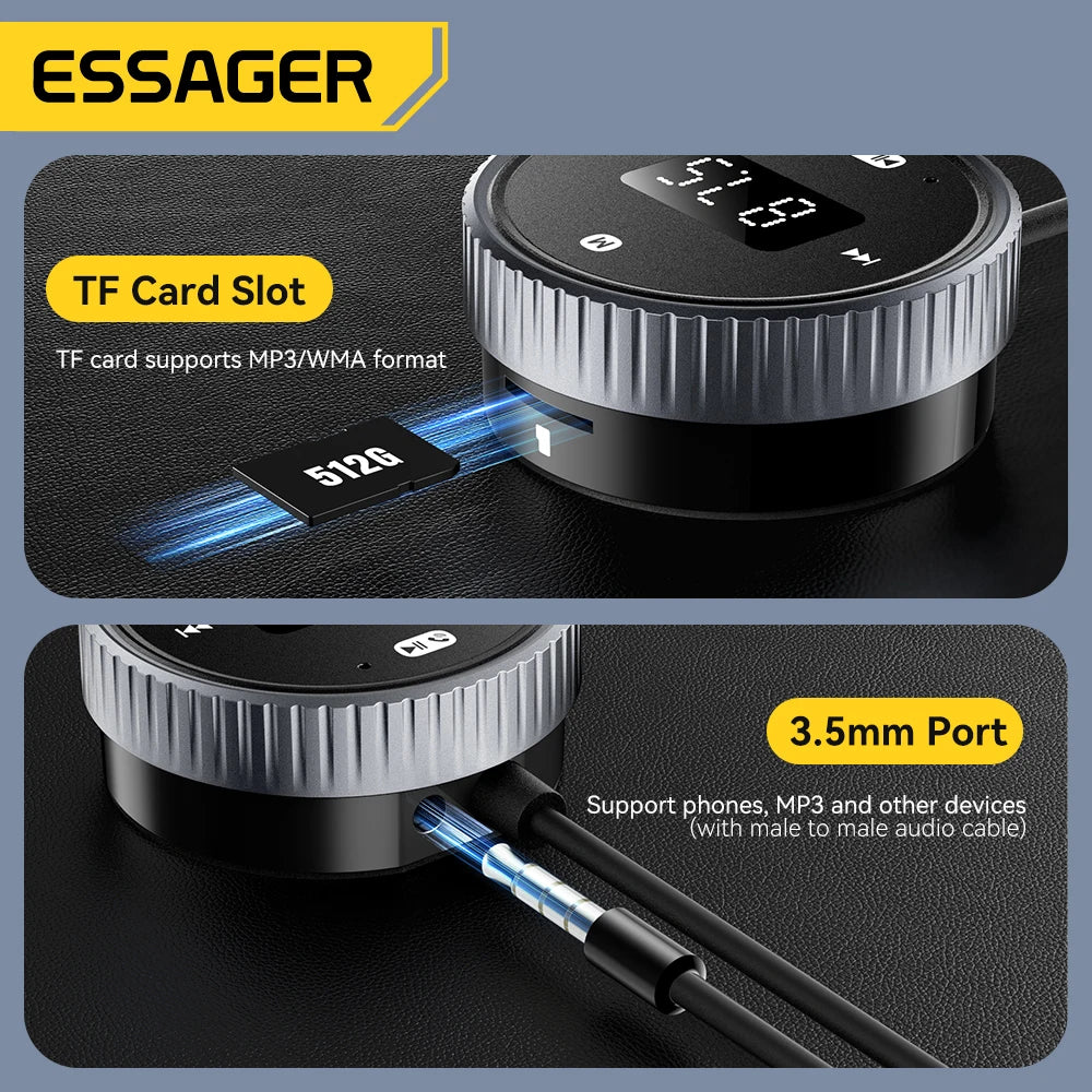 Essager Car Bluetooth 5.3 FM Transmitter with Built-in Mic