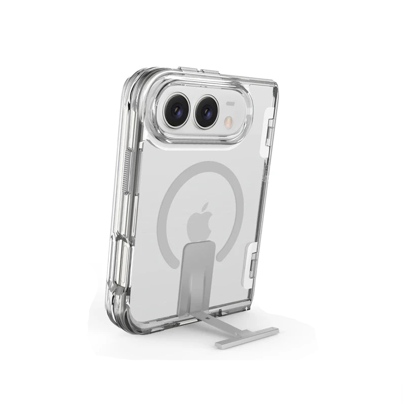 Transparent Kickstand Case with Retractable Metal Stand for iPhone Duo
