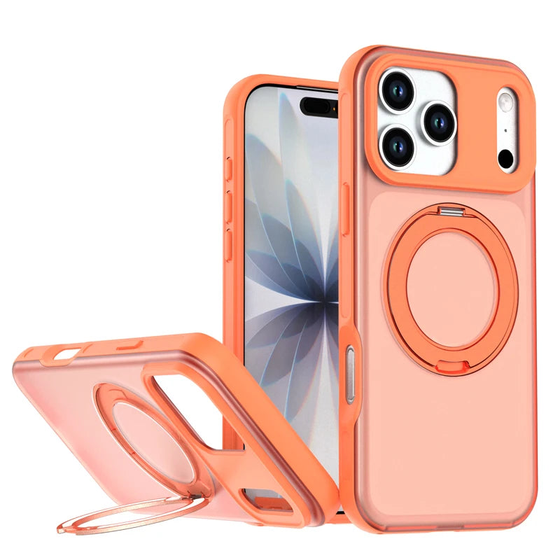 iPhone 17 Series Matte Translucent MagSafe Case with Ring Holder