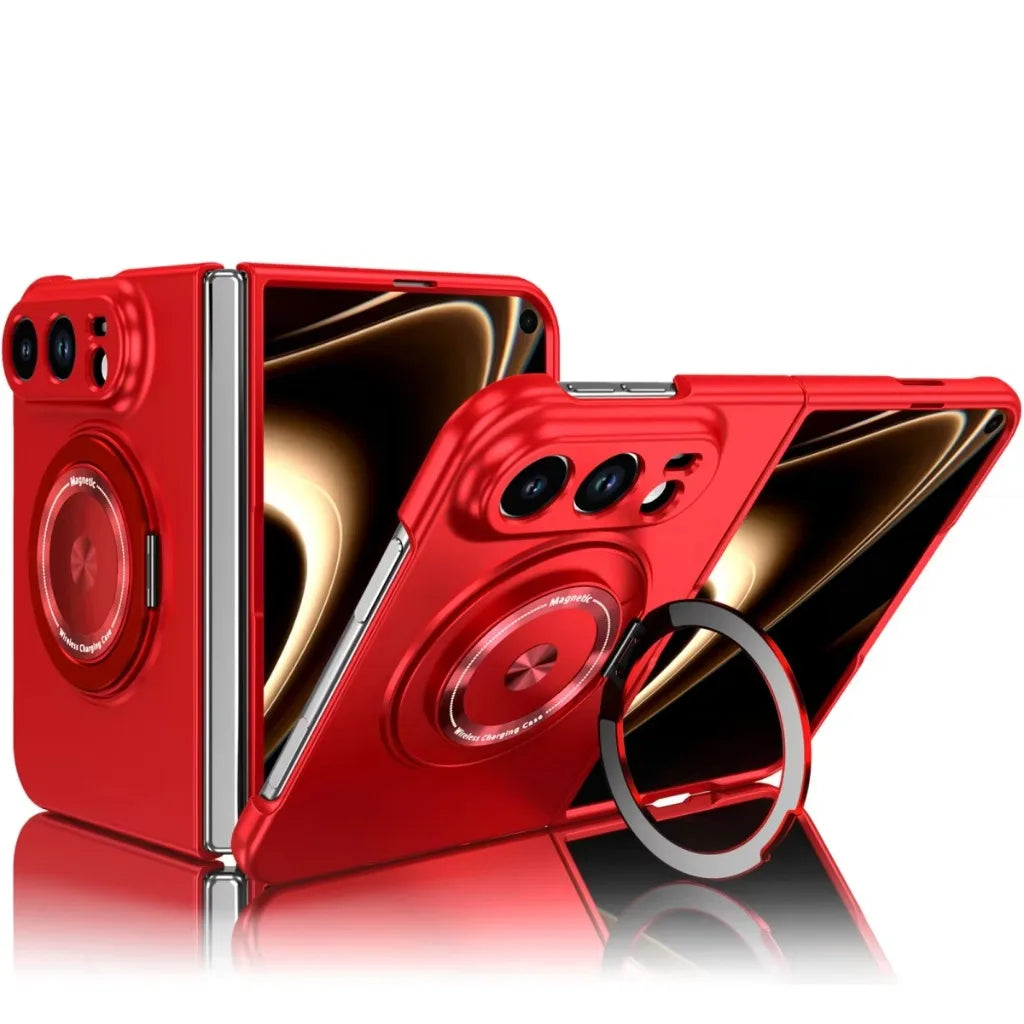 MagSafe Hinge Protection Case with 360° Rotatable Ring Kickstand for iPhone Duo