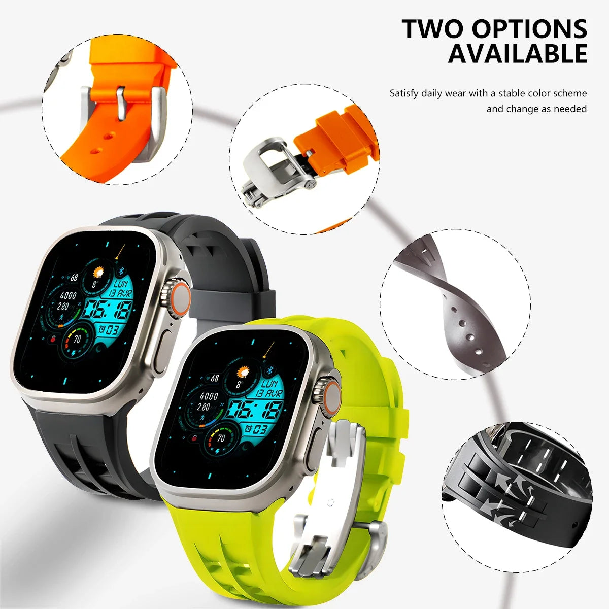 Breathable Soft Silicone Strap with Fold Buckle for Apple Watch
