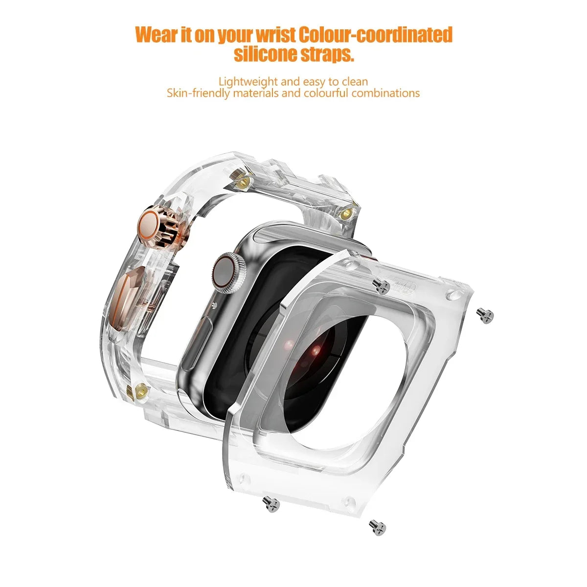 Luxury Transparent Case with Integrated Strap for Apple Watch
